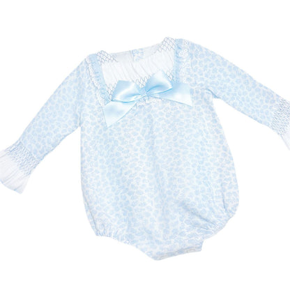 *SALE* Baby Girl Blue Floral Smocked Romper "MYDC2453"