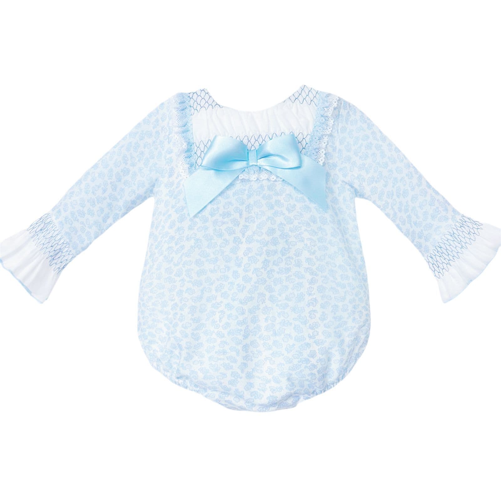 *SALE* Baby Girl Blue Floral Smocked Romper "MYDC2453"