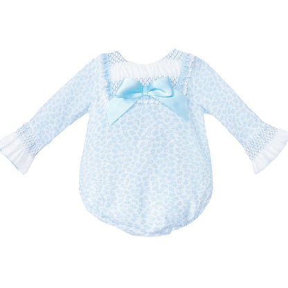 *SALE* Baby Girl Blue Floral Smocked Romper "MYDC2453"