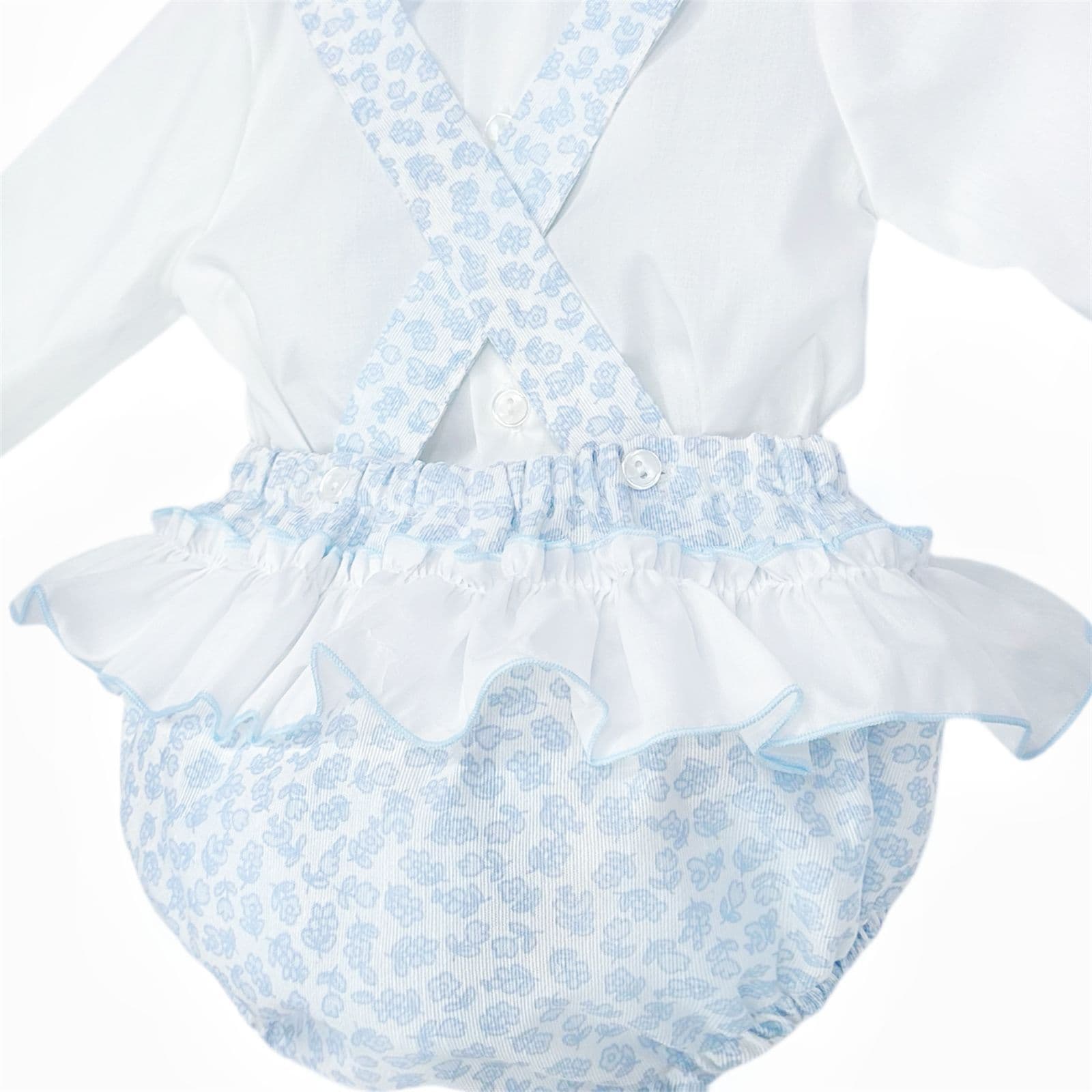 *SALE* Baby Girl Blue Floral Smocked Romper with Shirt "MYDB2477B"