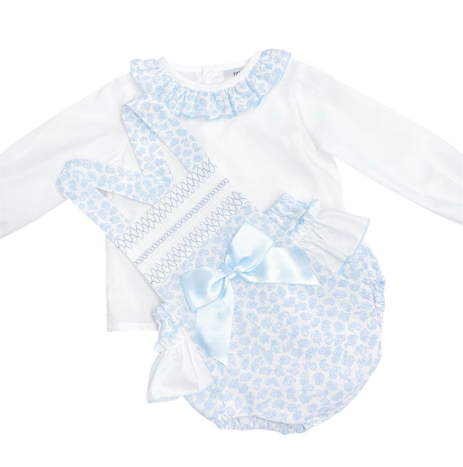 *SALE* Baby Girl Blue Floral Smocked Romper with Shirt "MYDB2477B"