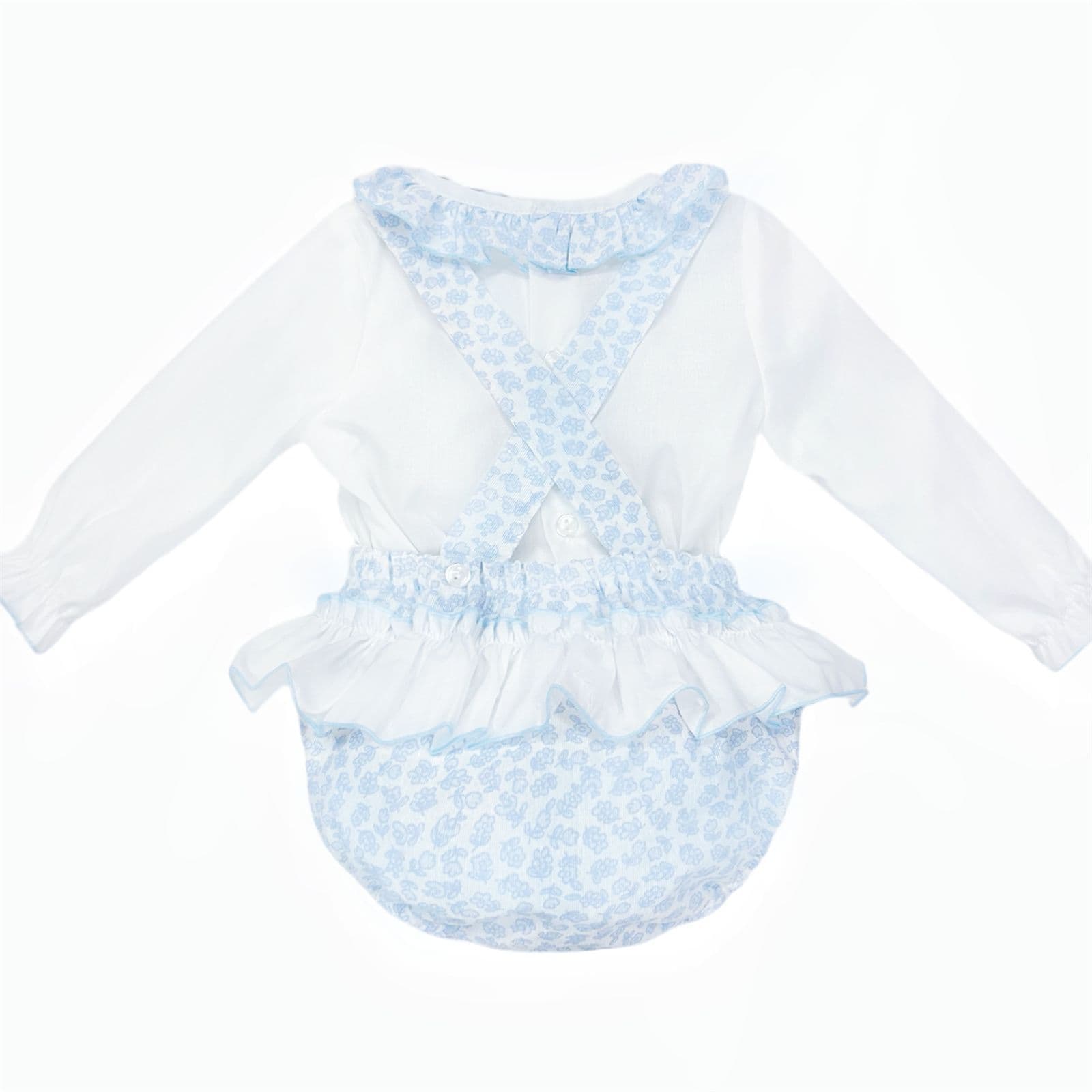 *SALE* Baby Girl Blue Floral Smocked Romper with Shirt "MYDB2477B"