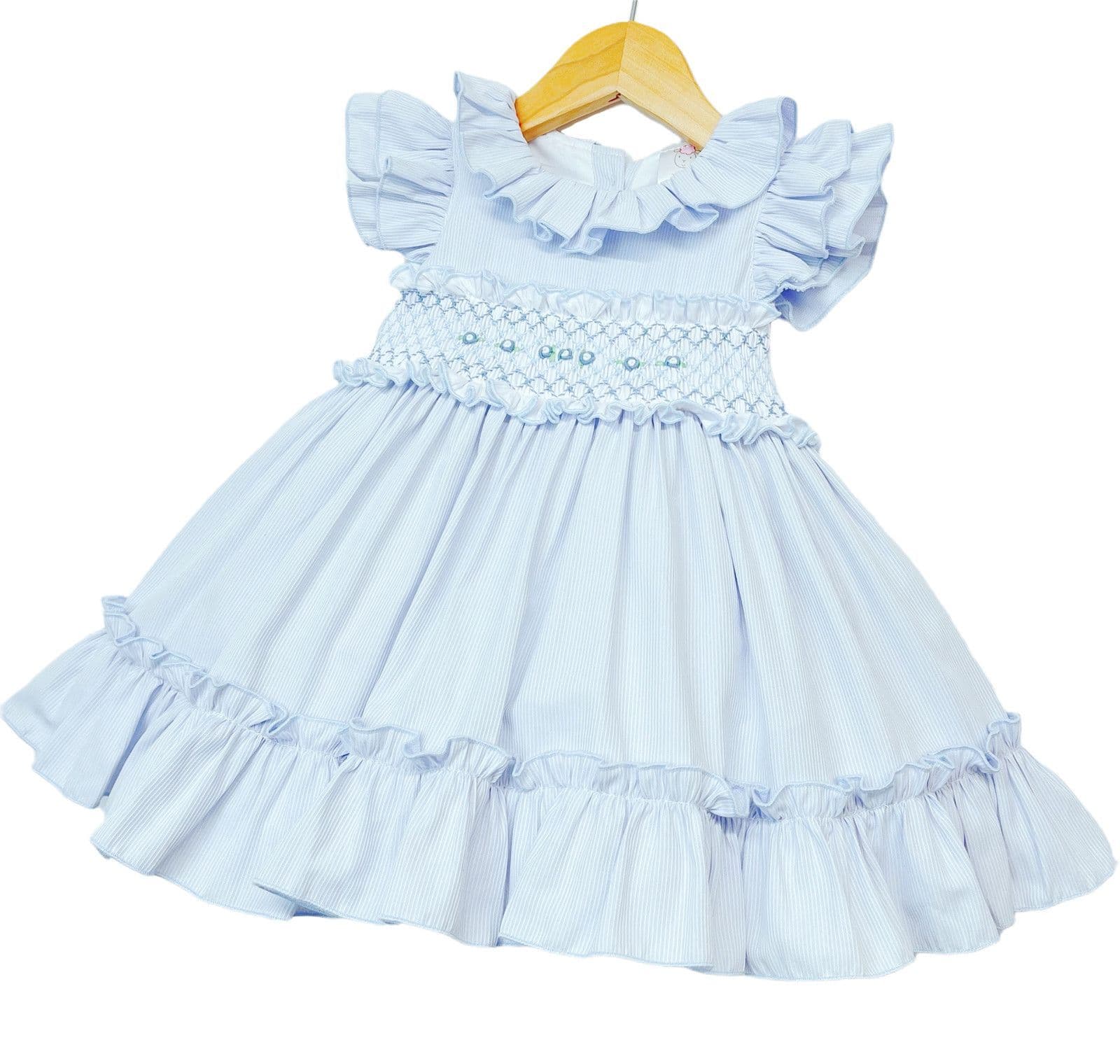 *SALE* Baby Girl Blue Hand Smocked Puff Ball Dress "2512 Blue"
