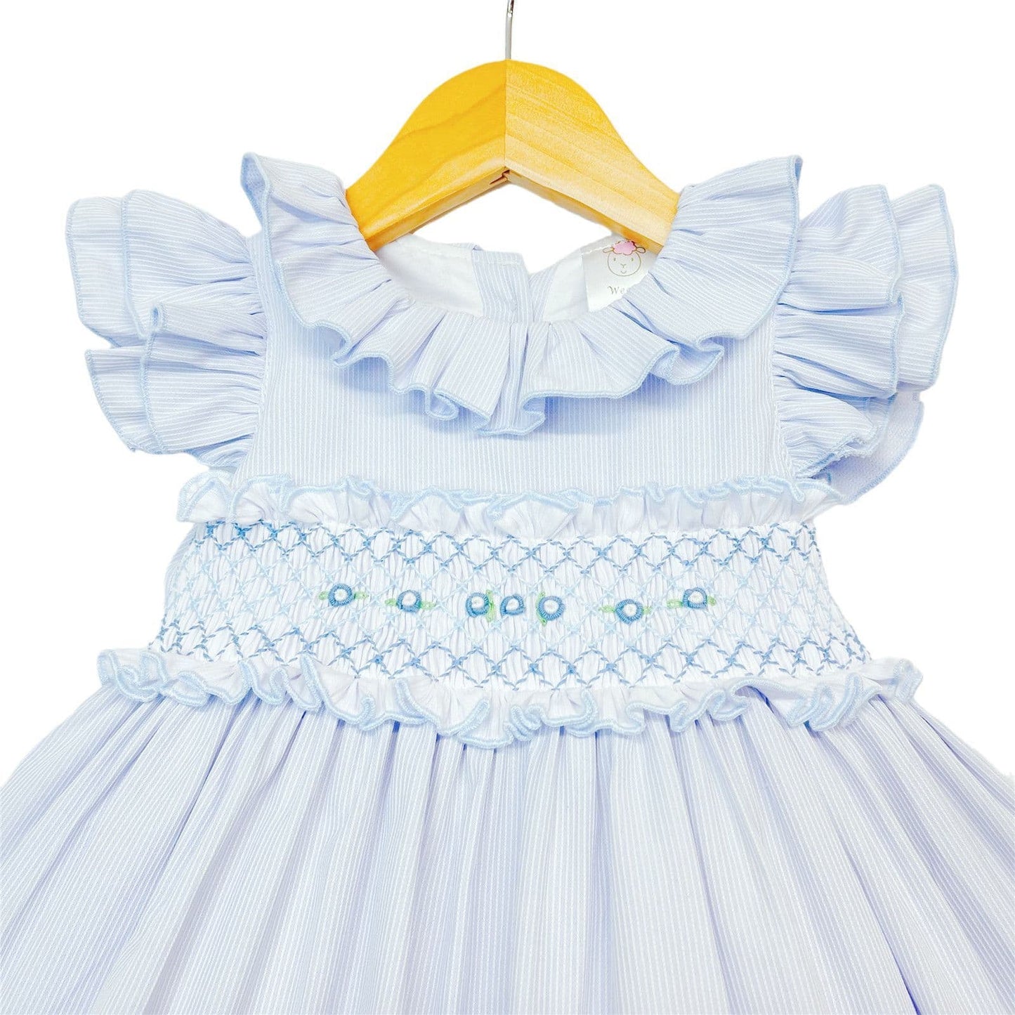 *SALE* Baby Girl Blue Hand Smocked Puff Ball Dress "2512 Blue"