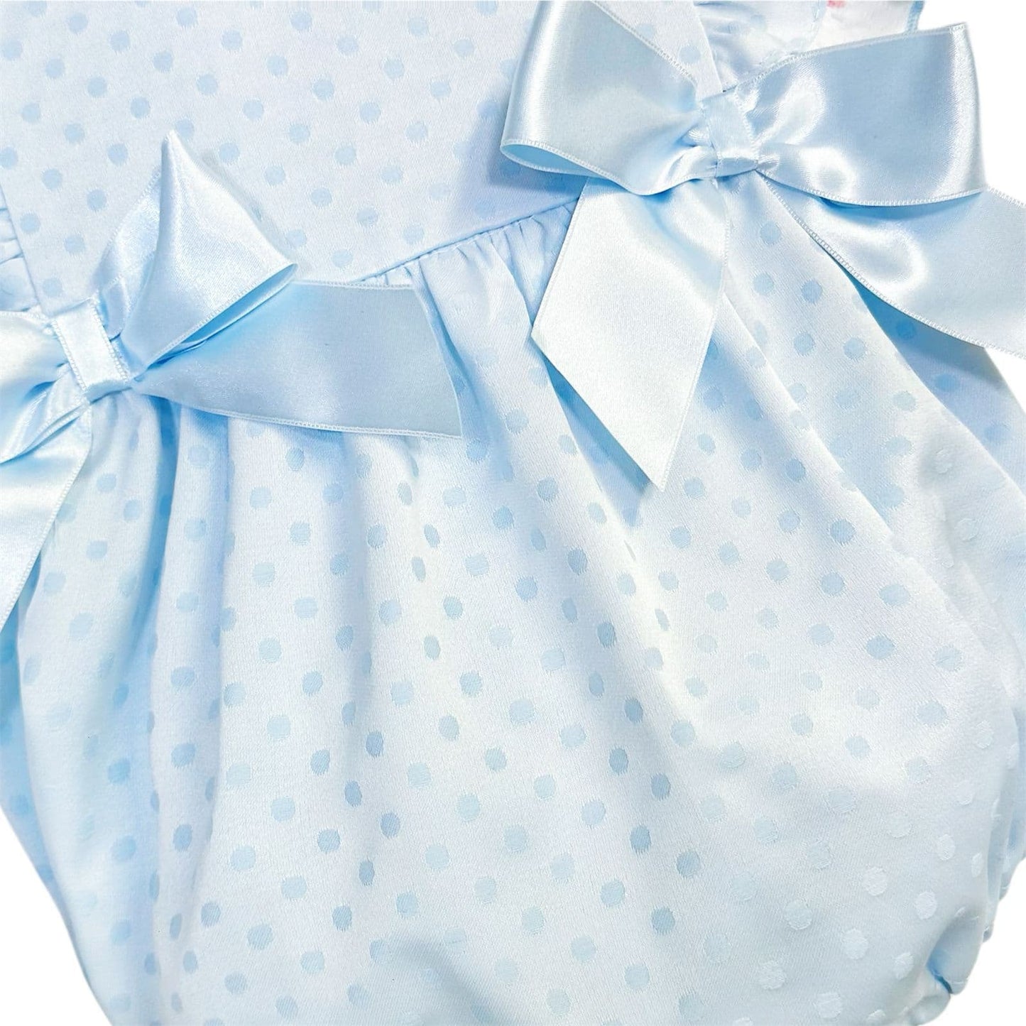 *SALE* Baby Girl Blue Jacquard Frilly Shoulder Romper "MYD2420B"