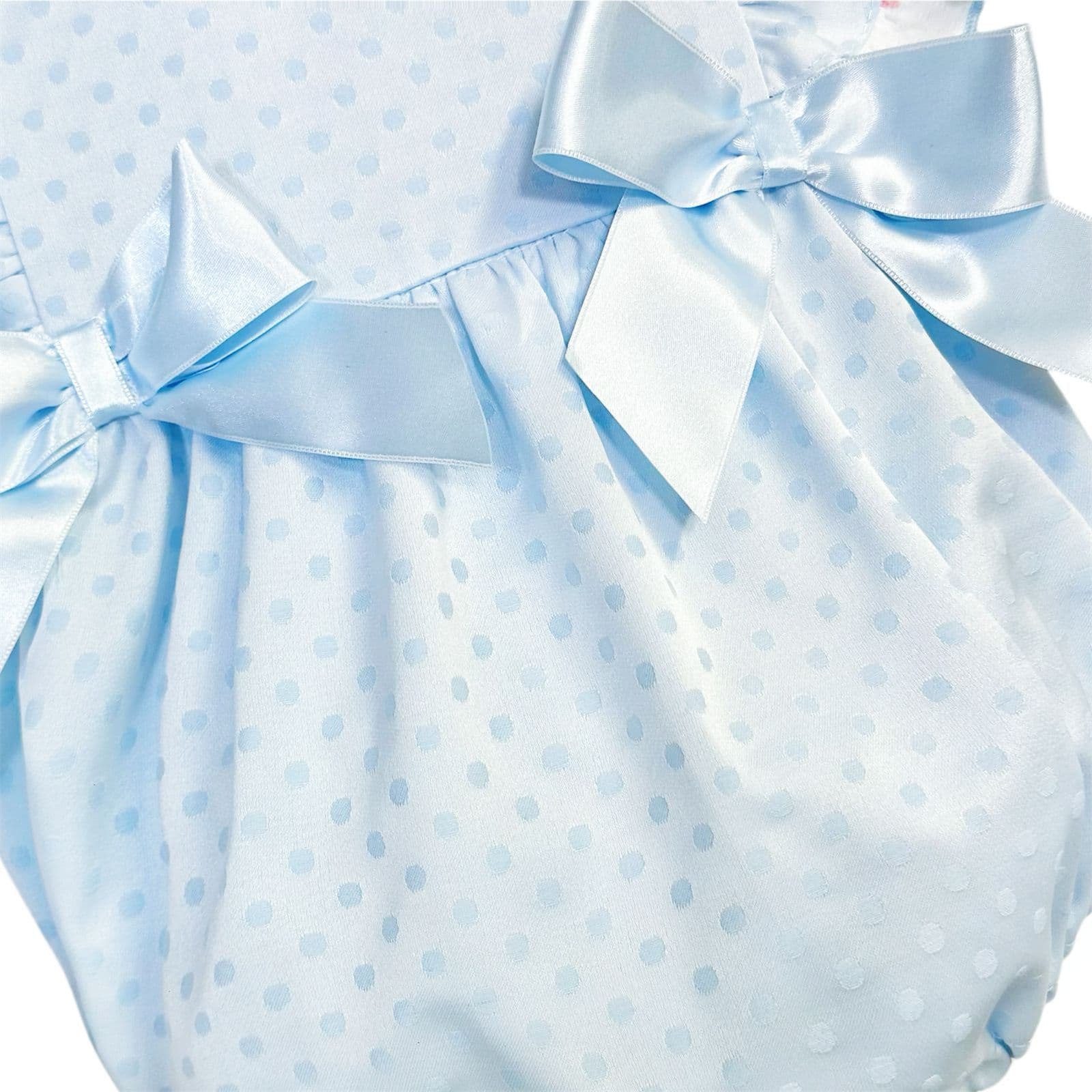 *SALE* Baby Girl Blue Jacquard Frilly Shoulder Romper "MYD2420B"