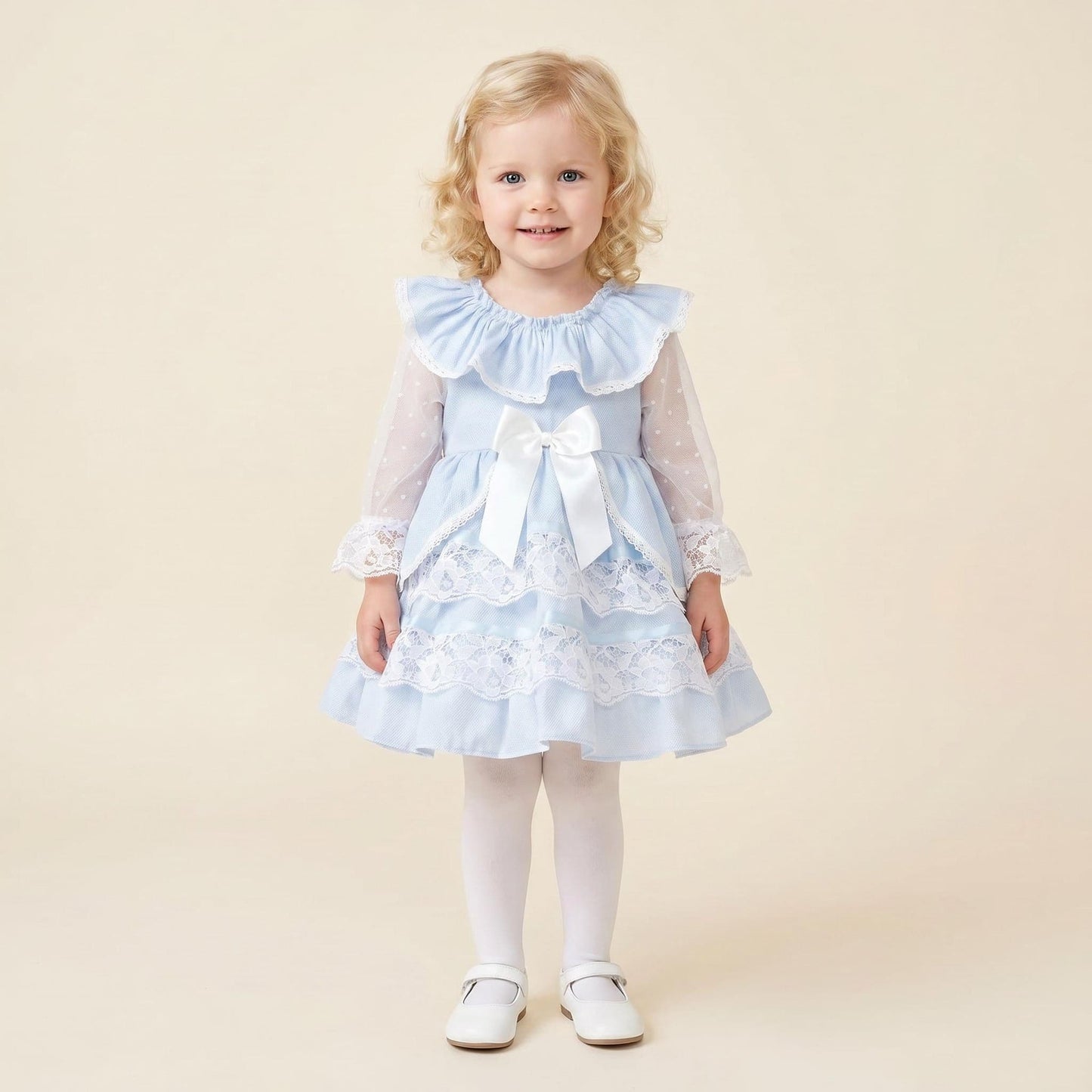*SALE* Baby Girl Blue Lace Puff Ball Dress "2410 Blue"