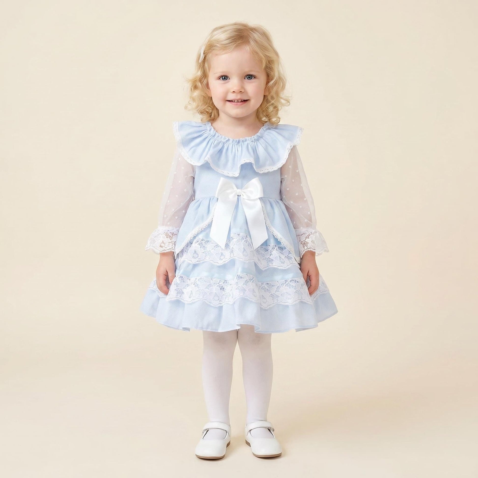 *SALE* Baby Girl Blue Lace Puff Ball Dress "2410 Blue"