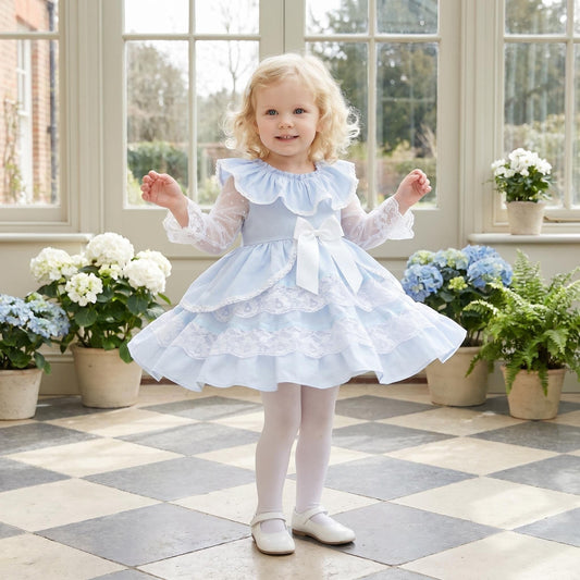 *SALE* Baby Girl Blue Lace Puff Ball Dress "2410 Blue"