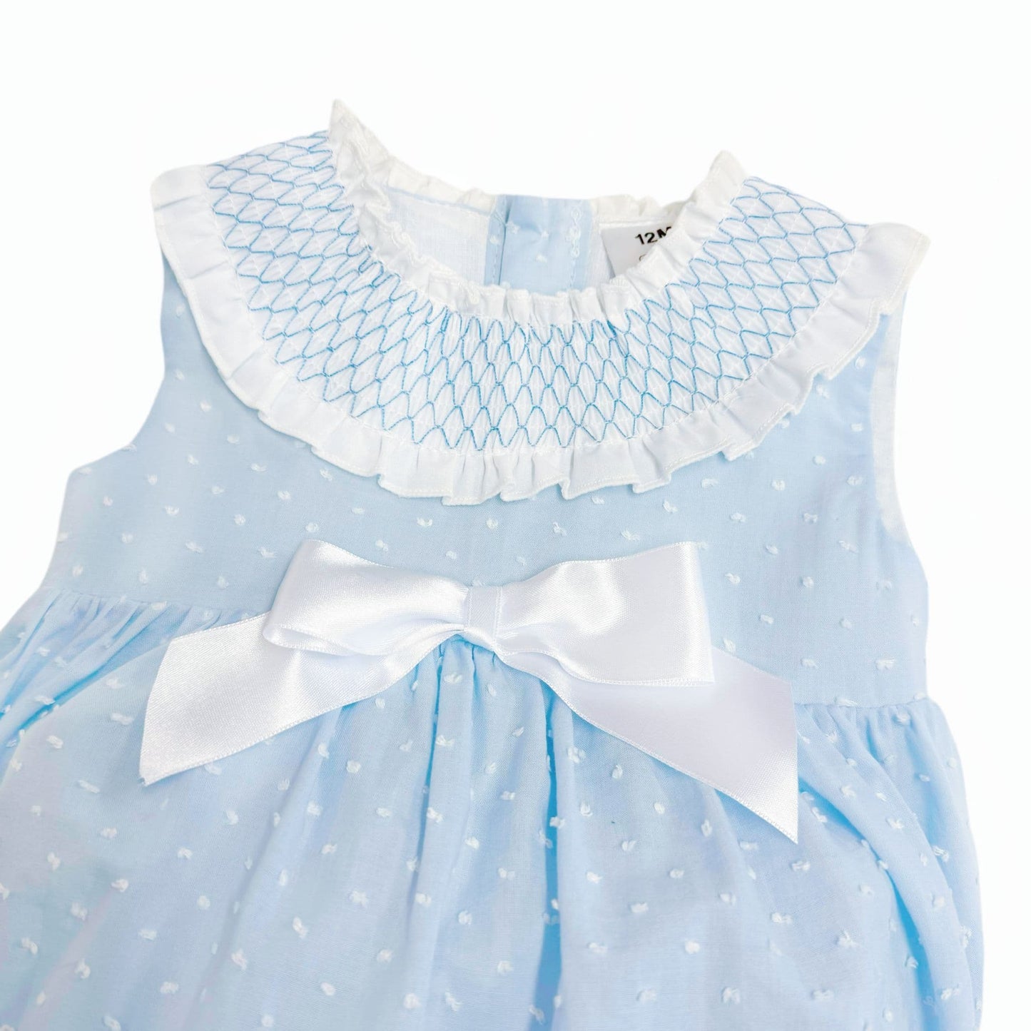 *SALE* Baby Girl Blue Plumetis Smocked Romper "MYD2417B"
