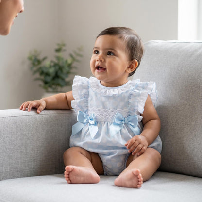 *SALE* Baby Girl Blue Sheer Frilly Shoulder Romper "MYD25031"