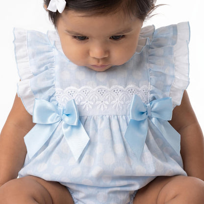 *SALE* Baby Girl Blue Sheer Frilly Shoulder Romper "MYD25031"