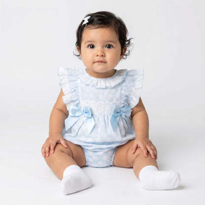 *SALE* Baby Girl Blue Sheer Frilly Shoulder Romper "MYD25031"