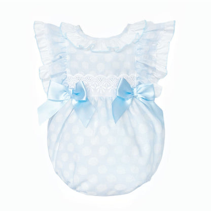 *SALE* Baby Girl Blue Sheer Frilly Shoulder Romper "MYD25031"