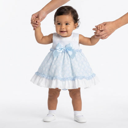 *SALE* Baby Girl Blue Sheer Smocked Puff Dress with Pants "MYD25033"
