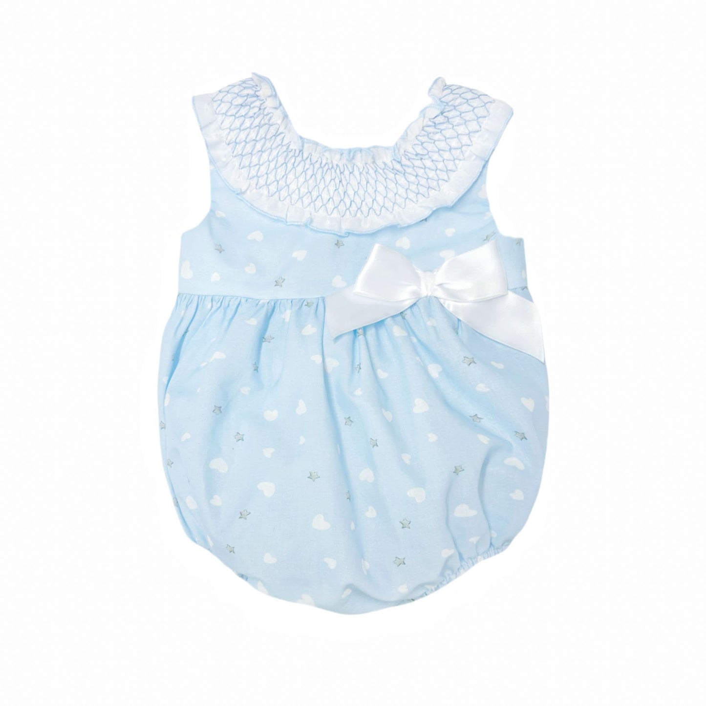 *SALE* Baby Girl Blue Smocked Collar Romper "MYD2419"