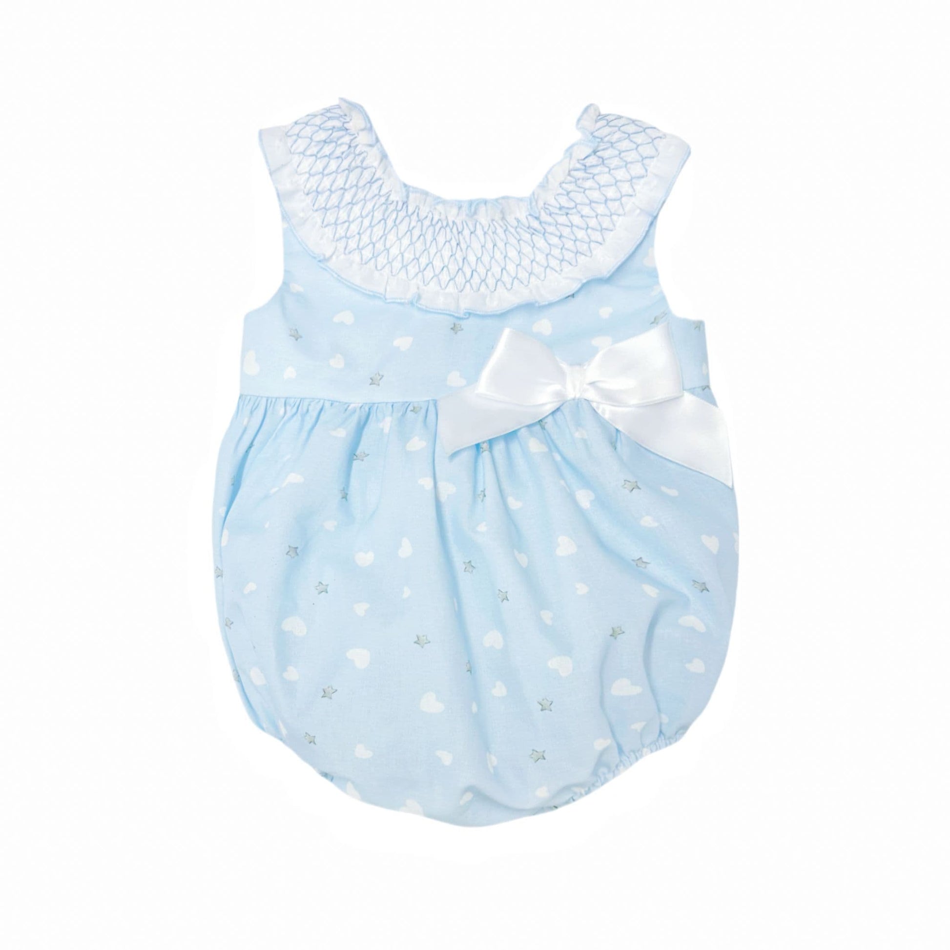*SALE* Baby Girl Blue Smocked Collar Romper "MYD2419"