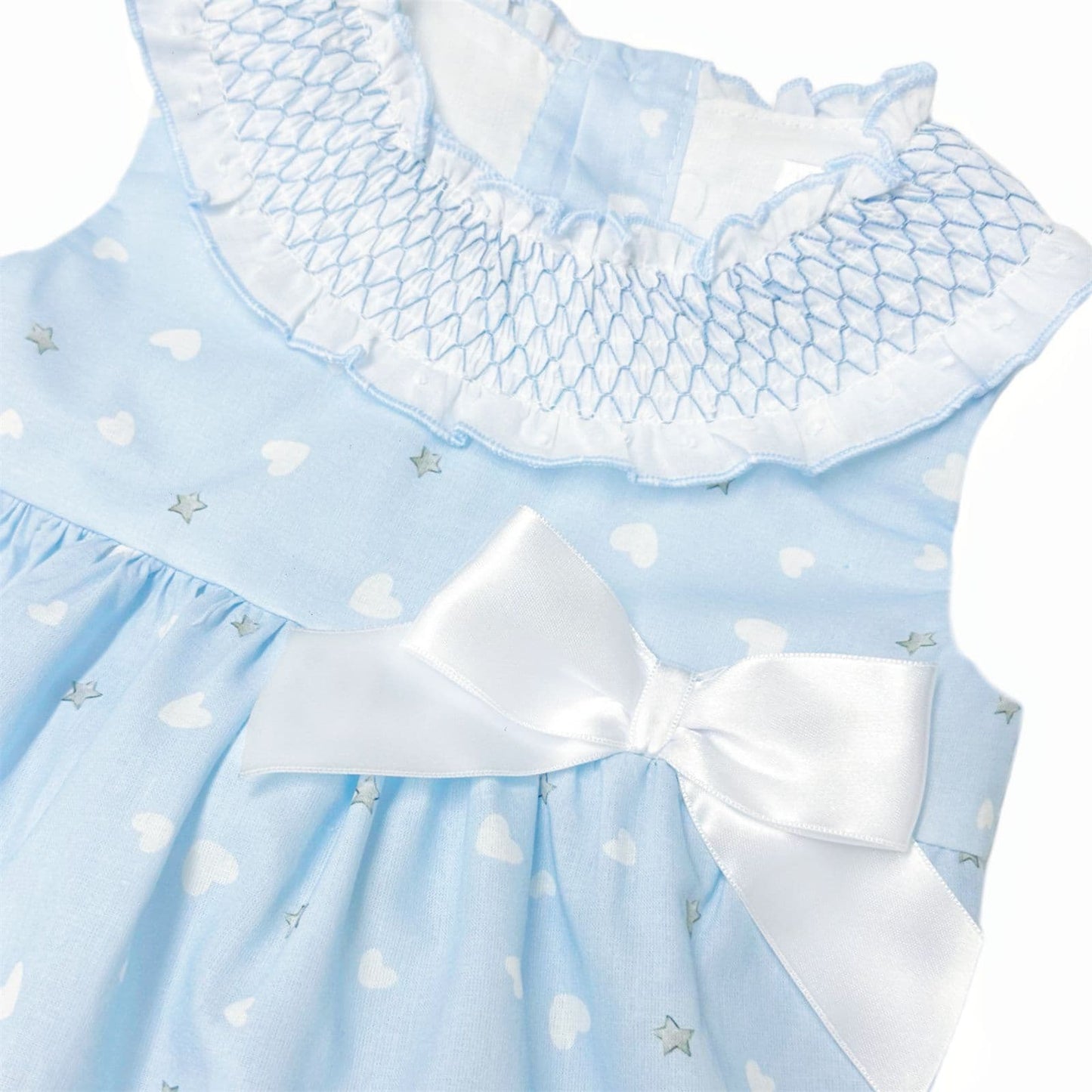 *SALE* Baby Girl Blue Smocked Collar Romper "MYD2419"