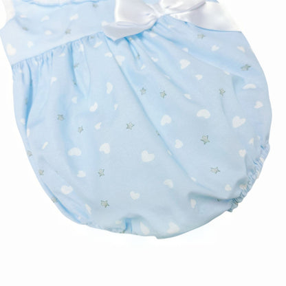 *SALE* Baby Girl Blue Smocked Collar Romper "MYD2419"