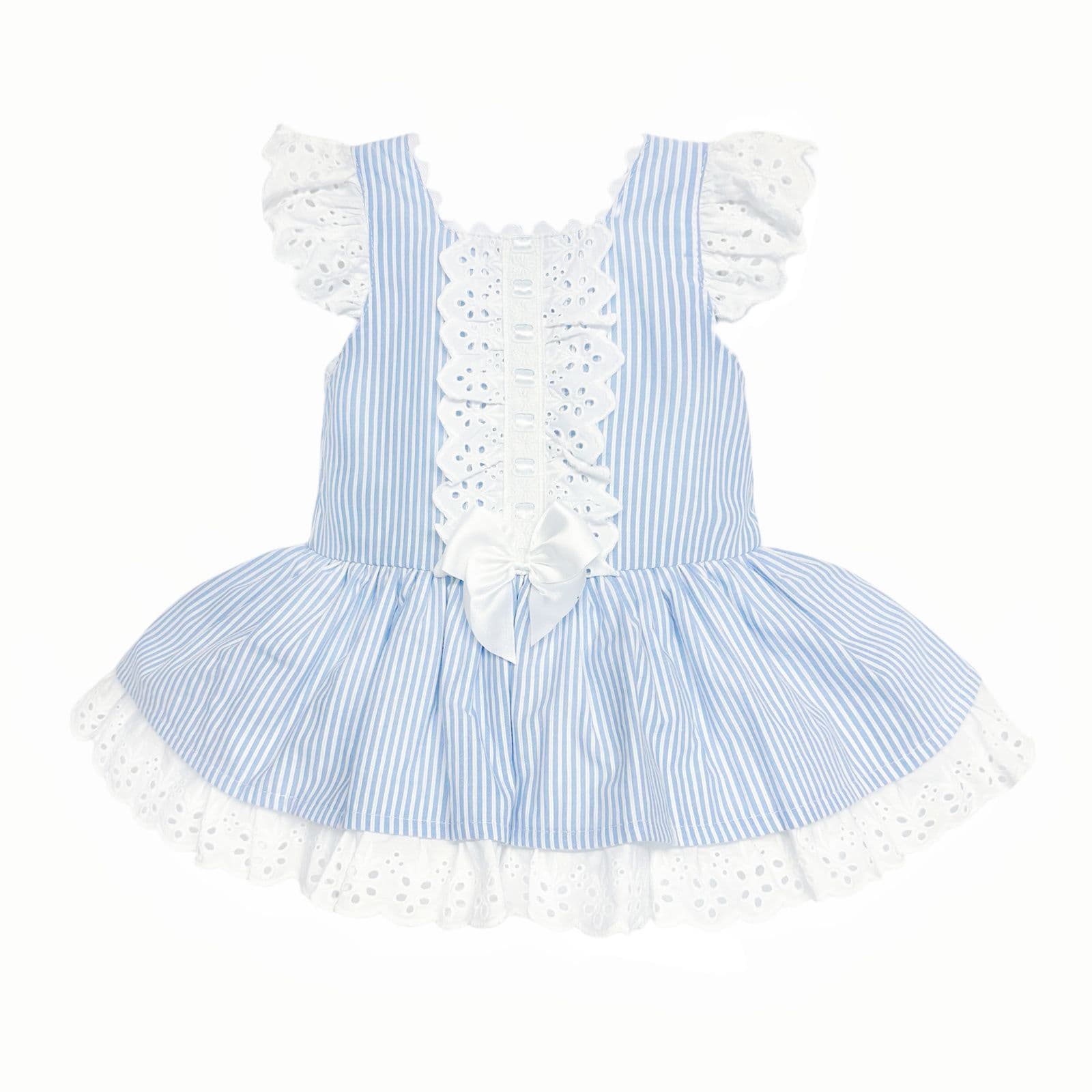 *SALE* Baby Girl Blue Stripe Drop Waist Puff Dress "2004 Blue"