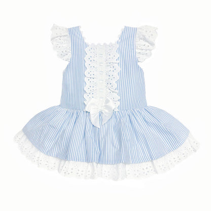 *SALE* Baby Girl Blue Stripe Drop Waist Puff Dress "2004 Blue"