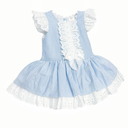 *SALE* Baby Girl Blue Stripe Drop Waist Puff Dress "2004 Blue"