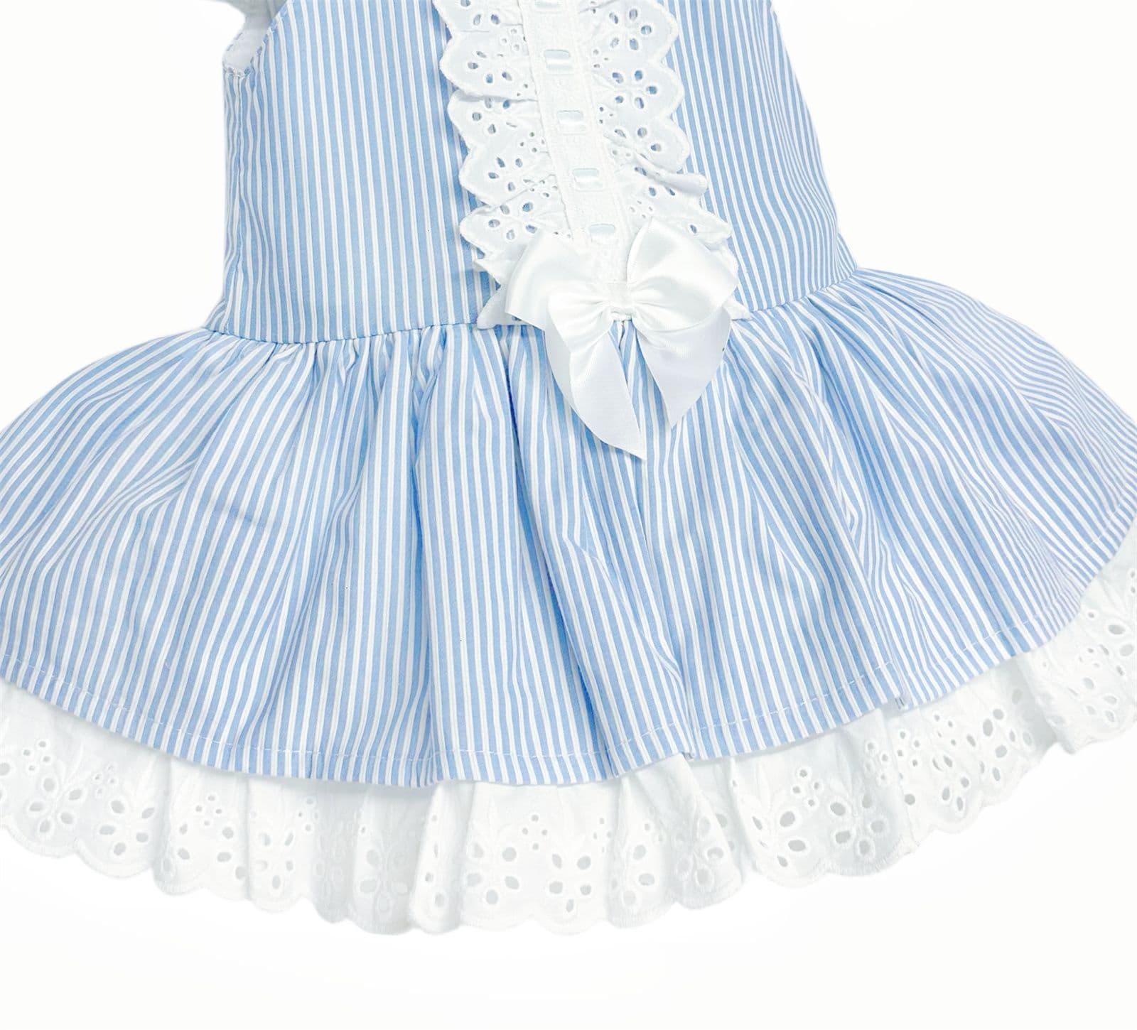 *SALE* Baby Girl Blue Stripe Drop Waist Puff Dress "2004 Blue"