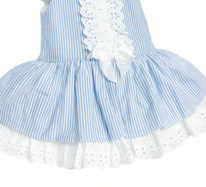 *SALE* Baby Girl Blue Stripe Drop Waist Puff Dress "2004 Blue"