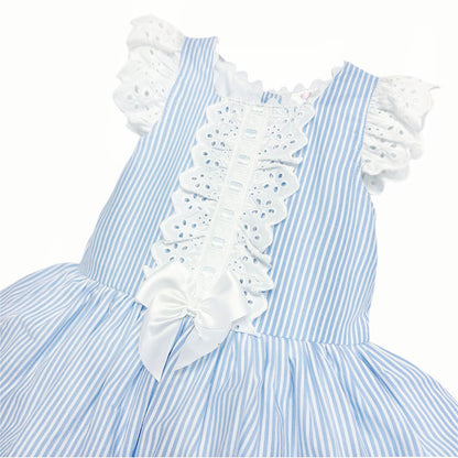 *SALE* Baby Girl Blue Stripe Drop Waist Puff Dress "2004 Blue"