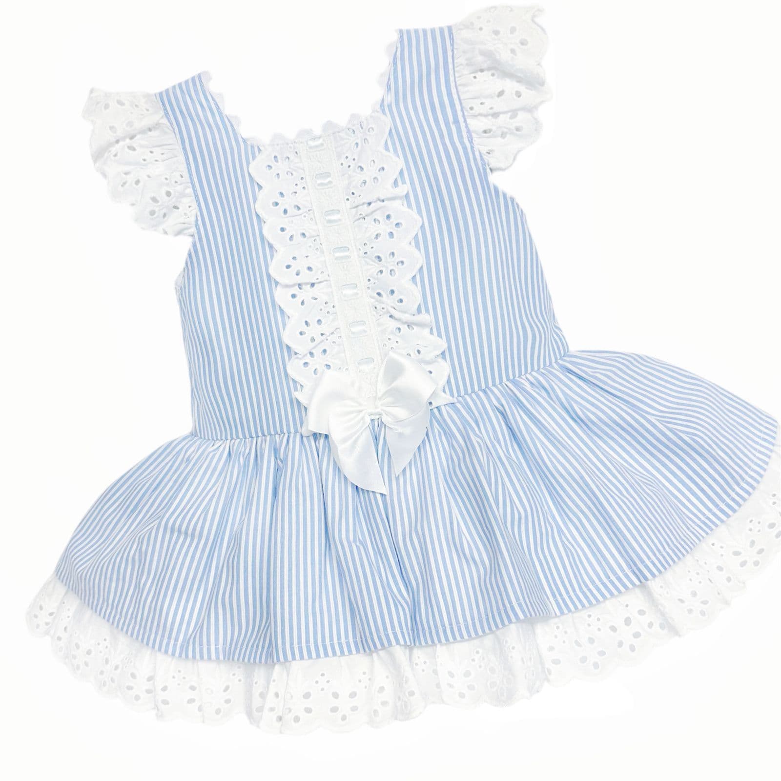 *SALE* Baby Girl Blue Stripe Drop Waist Puff Dress "2004 Blue"