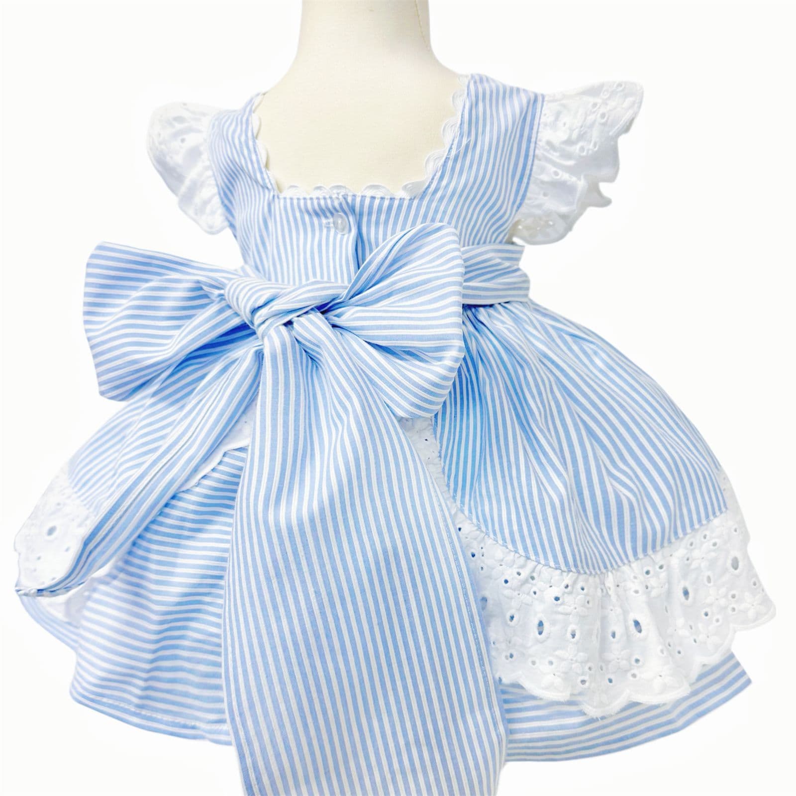 *SALE * Baby Girl Blue Stripe Puff Ball Dress "1907"