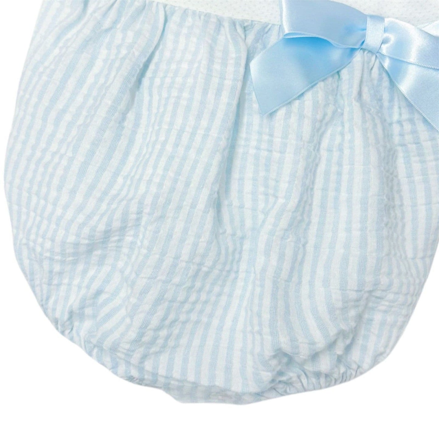 *SALE* Baby Girl Blue Stripe Smocked Collar Romper "MYD2413"
