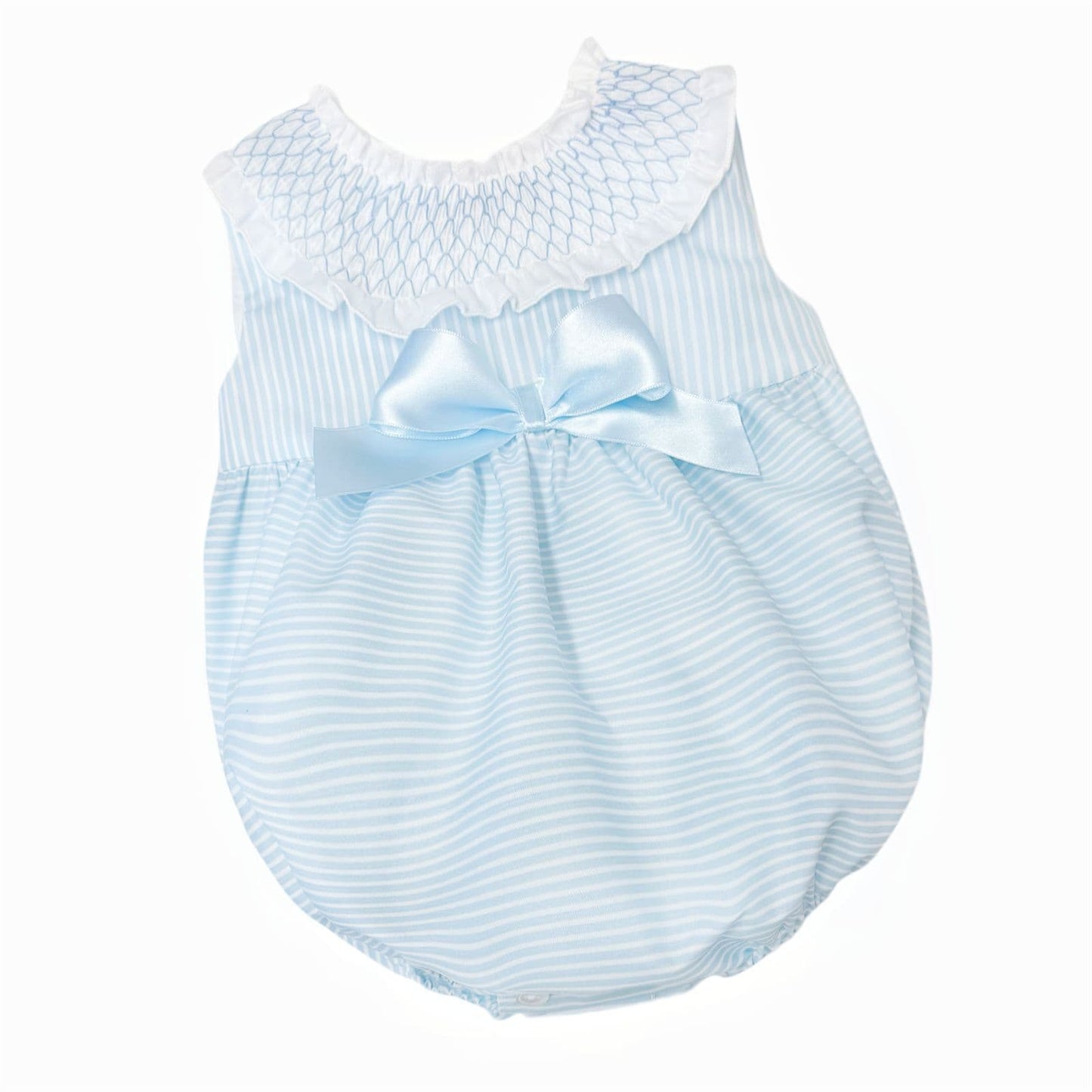 *SALE* Baby Girl Blue Stripes Smocked Collar Romper "MYD2481"