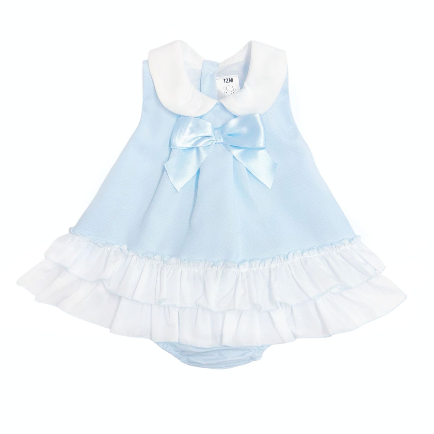 *SALE* Baby Girl Blue Waffle Frilly Dress with Pants "MYD2442B"