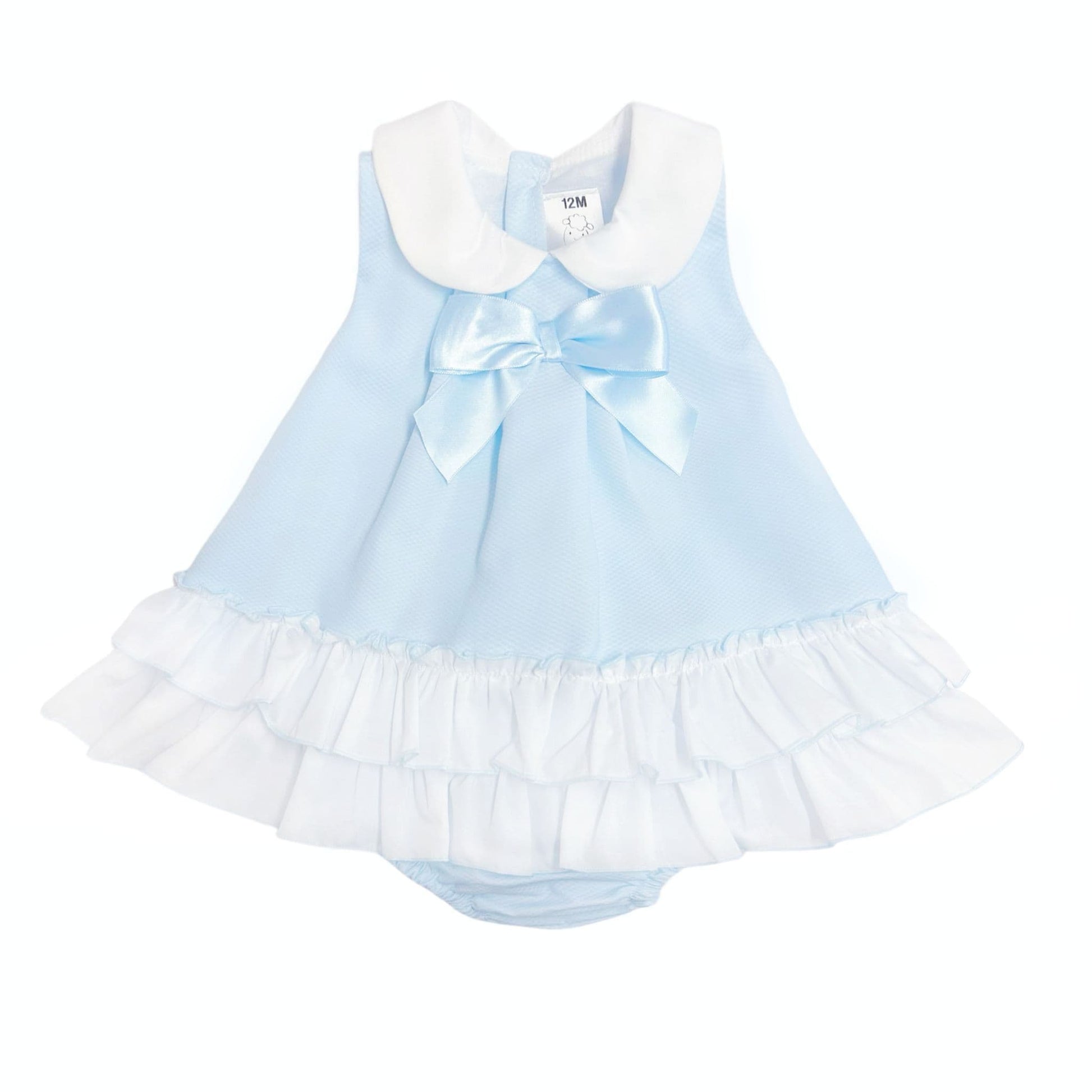 *SALE* Baby Girl Blue Waffle Frilly Dress with Pants "MYD2442B"