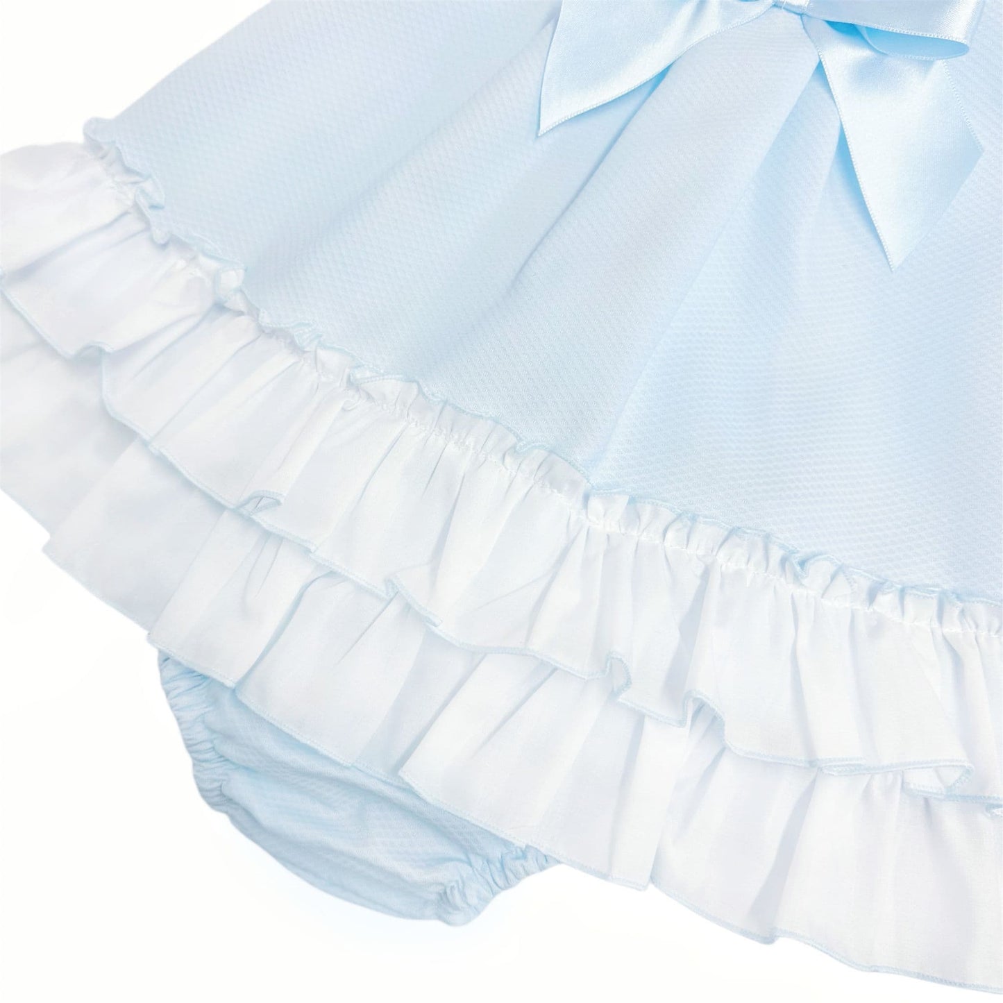 *SALE* Baby Girl Blue Waffle Frilly Dress with Pants "MYD2442B"