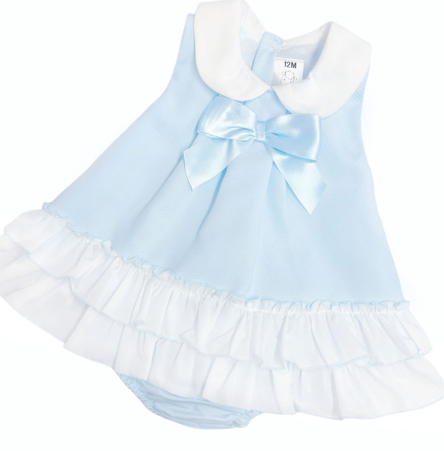 *SALE* Baby Girl Blue Waffle Frilly Dress with Pants "MYD2442B"