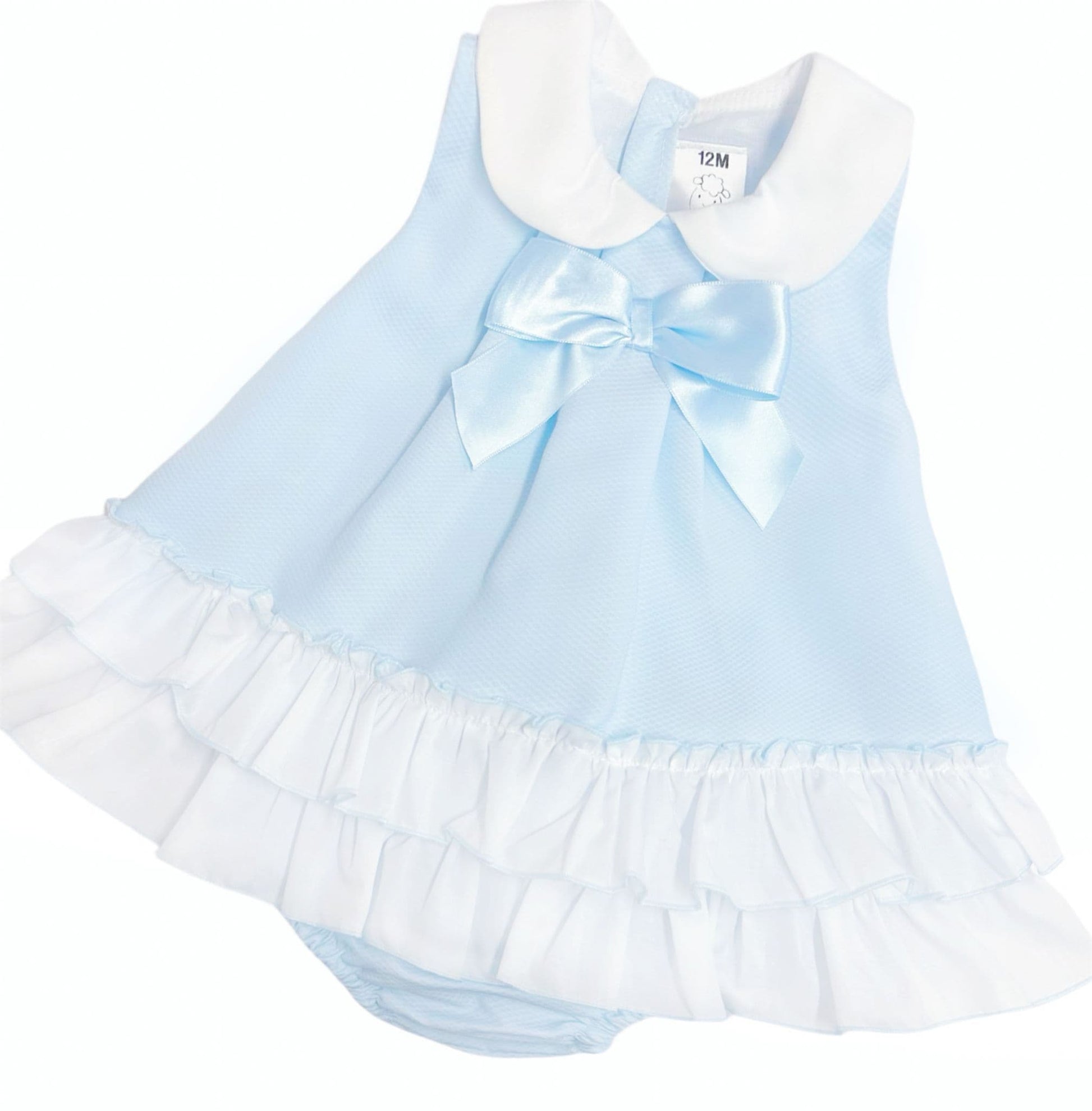 *SALE* Baby Girl Blue Waffle Frilly Dress with Pants "MYD2442B"