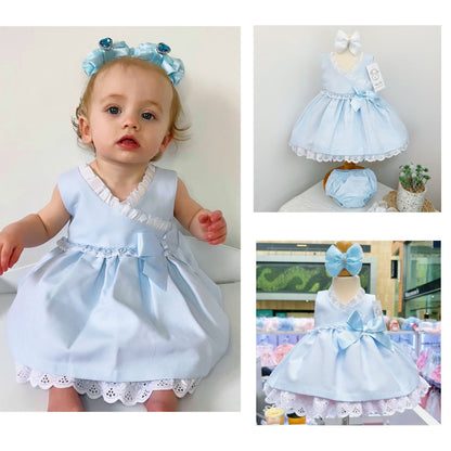 *SALE* Baby Girl Blue Waffle Puff Ball Dress with Pants "MYD2441B"