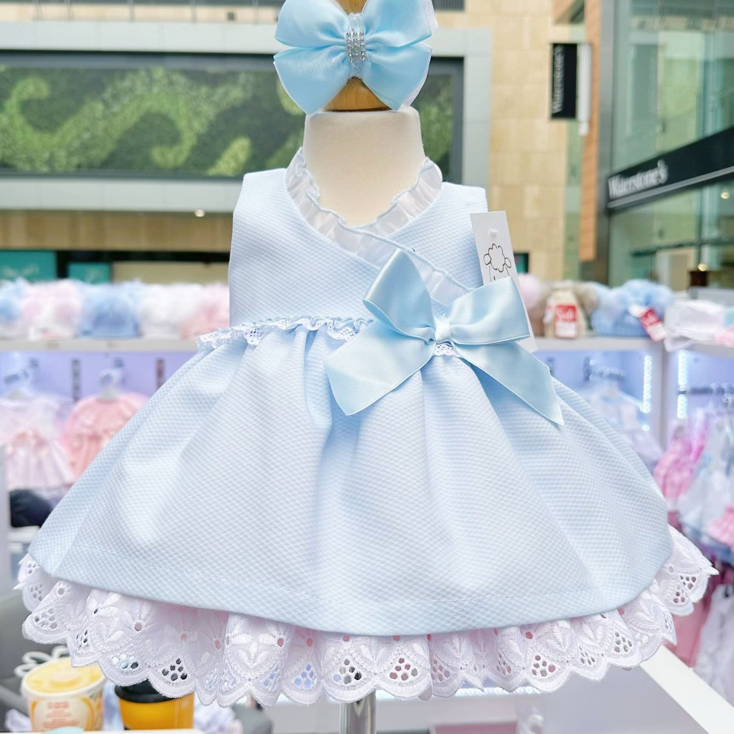 *SALE* Baby Girl Blue Waffle Puff Ball Dress with Pants "MYD2441B"