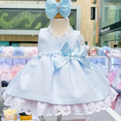 *SALE* Baby Girl Blue Waffle Puff Ball Dress with Pants "MYD2441B"