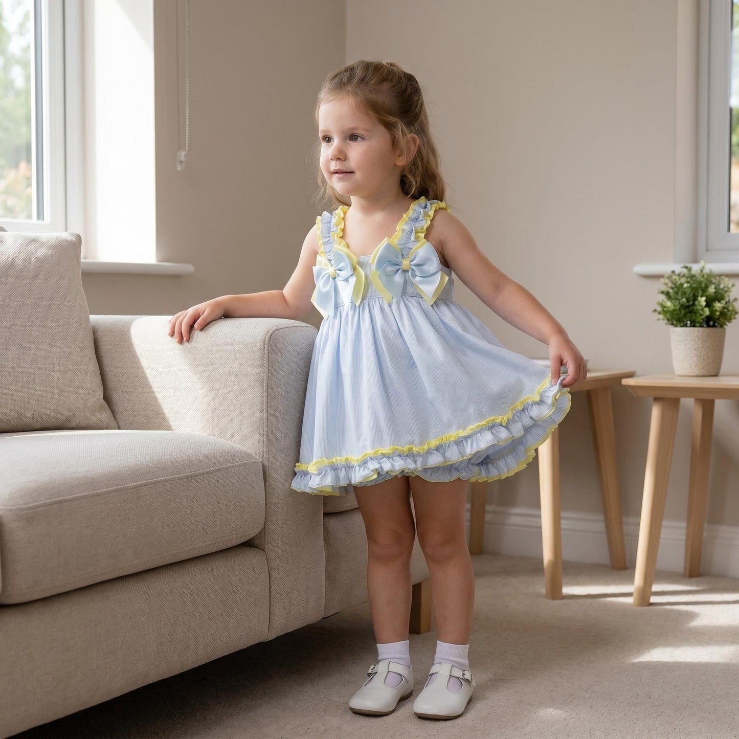 *SALE* Baby Girl Blue &Yellow Summer Sun Dress with Knickers "2403 Yellow"