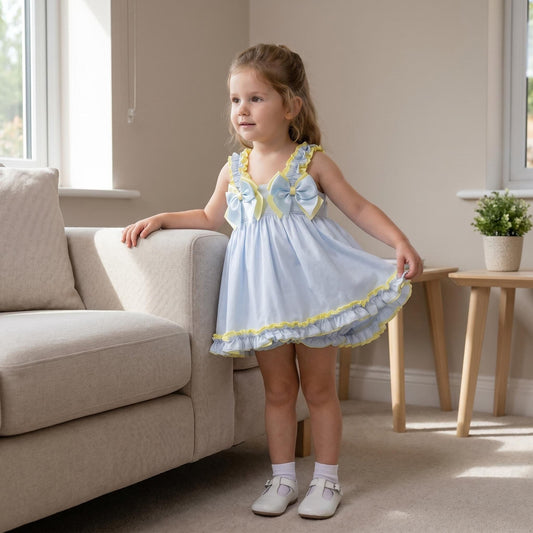 *SALE* Baby Girl Blue &Yellow Summer Sun Dress with Knickers "2403 Yellow"