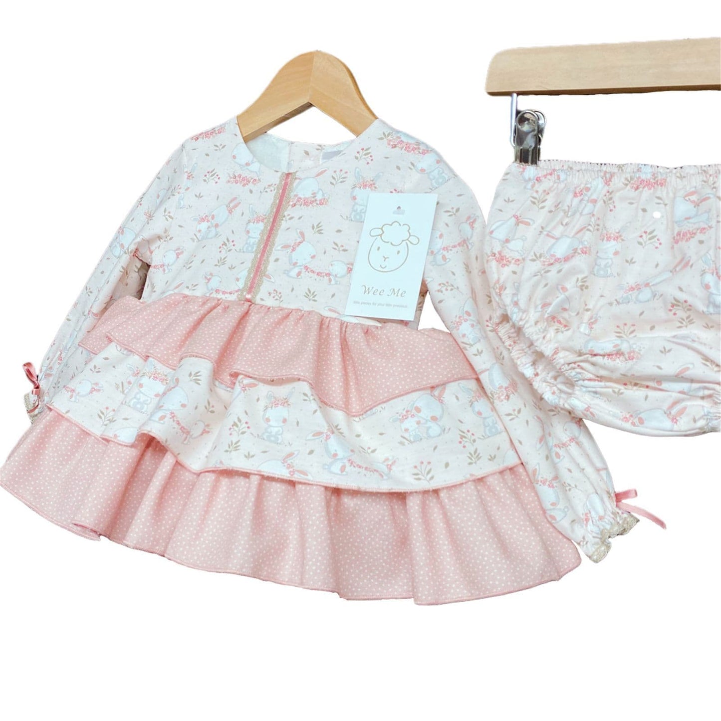 *SALE* Baby Girl Bunny Print Layer Dress with Pants "MYD228"
