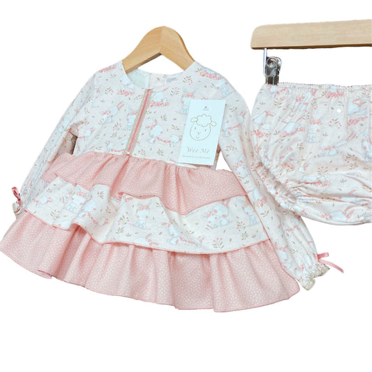 *SALE* Baby Girl Bunny Print Layer Dress with Pants "MYD228"