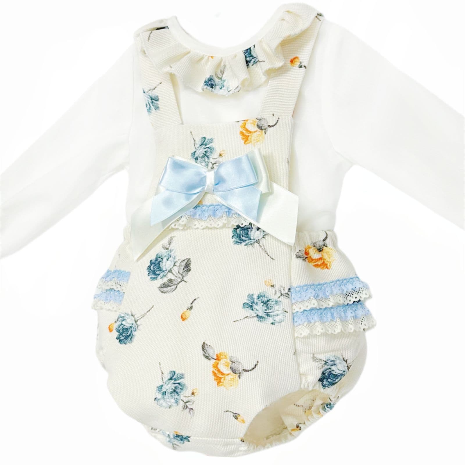 *SALE* Baby Girl Cream Floral Lace Frilly Romper with Shirt "MYDC2471"