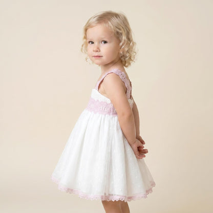 *SALE* Baby Girl Cream&Pink Sheer Puff Ball Dress with Pants "MYD2403"