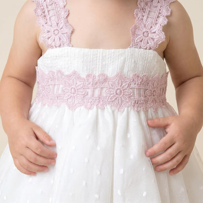 *SALE* Baby Girl Cream&Pink Sheer Puff Ball Dress with Pants "MYD2403"