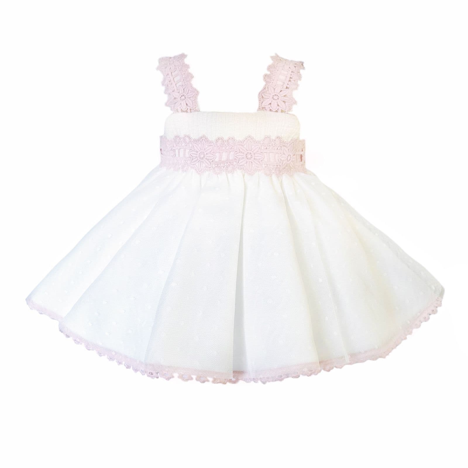 *SALE* Baby Girl Cream&Pink Sheer Puff Ball Dress with Pants "MYD2403"