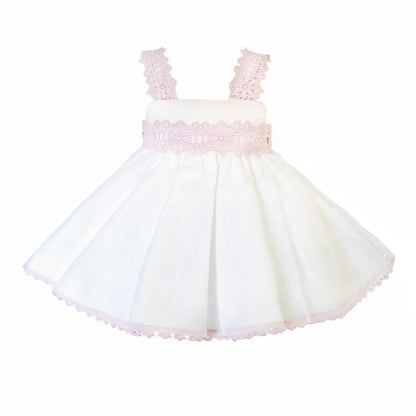 *SALE* Baby Girl Cream&Pink Sheer Puff Ball Dress with Pants "MYD2403"